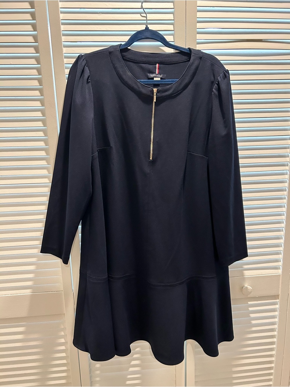 Tommy Hilfiger Navy Long Sleeve Dress with Gold Zip